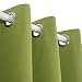 Deconovo Eyelet Curtains Ready Made Room Darkening Thermal Insulated Ring Top Blackout Curtains for Living Room with Backside Silver Backing to Reflect Sunlights 46 Width x 90 Drop Light Green 1 Pair