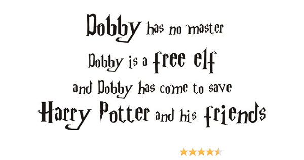Dobby Is A Free Elf Quote Intercoat Harry Potter Dobby The Elf Quote Wall Art Decal Sticker.2  Sizes.film Childrens (White, Medium 90X45Cm) : Amazon.co.uk: Diy & Tools