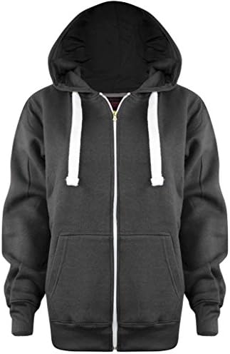New Ladies Womens PLUS SIZE ALL COLOUR Plain Zipped Hoodies CHARCOAL GREY UK SIZE 8XL/28