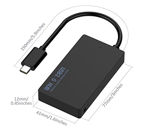 Tumao Typ C zu USB 3.0 Hub, Ultra Thin Design-Superspeed-USB-C zu USB 3.0 Data Hub-Adapter-Konverter mit 4 USB 3.0 Ports für Mac Chromebook Pixel und mehr - 6