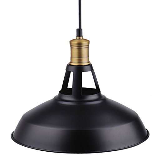 HimanJie Halbkreis Vintage Metallschirm für Lampe E27 Pendelleuchte Decken Retro(Schwarz) - 2