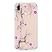 Produktbild HopMore Huawei P20 lite Hülle Silikon Transparent Durchsichtig Hüllen Clear Motiv Design Bumper Ultra Slim TPU Handyhülle Kawaii Muster One Piece Case Cover pour Huawei P20 lite - Rosa Blumen