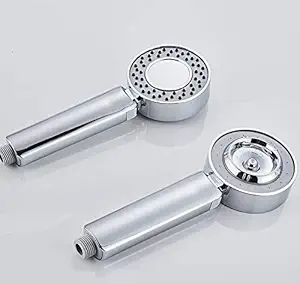 HUEX Multi-Function 3 in1 Double Sided Water Shower Head with High Pressure and Round Handheld Rainfall Spray Shaking Shower (Silver,1Pcs)