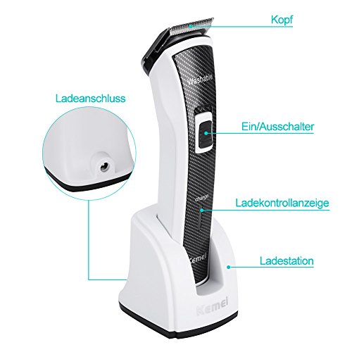 KYG Profi Elektrischer Haarschneider mit Ladestation Haarschneidemaschine Trimmer Hair Clipper Schwarz/Weiß - 3