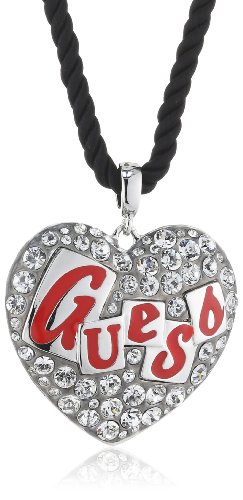 Guess Damen-Collier Edelstahl Textilkordel schwarze Emaillel rot Kristalle UBN71221 Guess Damen-Collier Edelstahl Textilkordel schwarze Emaillel rot Kristalle UBN71221