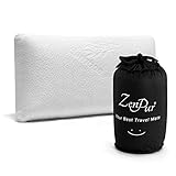 Coussin de Voyage à Mémoire de Forme ZenPur - Oreiller Cervical Orthopédique et Ergonomique - Compagnon Idéal pour le Camping et Sorties Randonnées - Certification OEKO TEX et Fabrication Européenne - Sac de Transport OFFERT - (25x40cm-Simple)