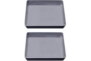 FSSTUD 2 Pcs 22.5cm Square Plastic Plant Saucer Plant Pot Water Draining Receiving Tray Flower Pot Drip Dish Plates Garden Planter Drainage Saucers Seedling Growing Tray for Pots Base Grey