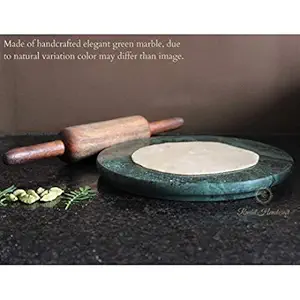 Thikariyas Chakla | Marble Roti Roller Rolling Board | Roti Maker| Roti Maker | Phulka Maker | Rolling Pin Board or Round Board | Chapati Maker chakla for Home & Kitchen (Green, 10 inch)