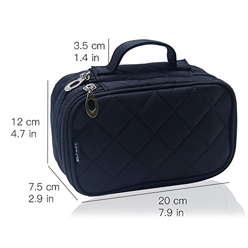 Multifunktional 2 Schicht Make Up Tasche schwarz Kosmetik Make-up-Pinsel Organizer mit Tragegriff für Reisen & Home - 6