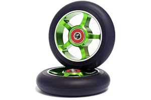 Skyverty 2 StüCk 100 mm Scooter rodamientos Resistente al desgaste PU Scooter Piezas Accesorios Scooter Verde