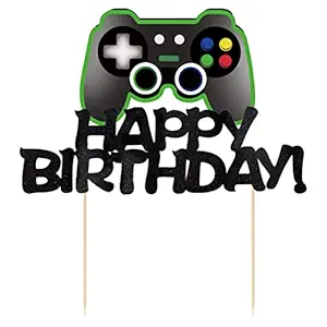 FestikoVideo Game Cake Toppers - Game Controllers Happy Birthday Cake Decorations Picks for Kids Gaming Themed Birthday Party