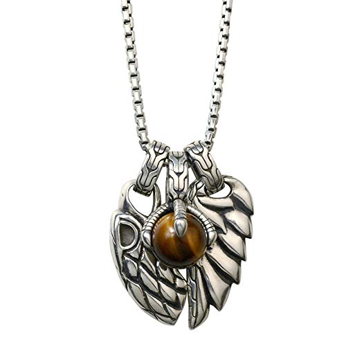 Preisvergleich Produktbild XJYA Herren 925 Silber Lange Halskette Eagle Claws Auge Kombinationsanhänger