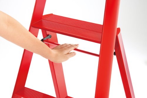 Design-Trittleiter LUCANO 3-stufig, rot – (META_94011.RED) - 2