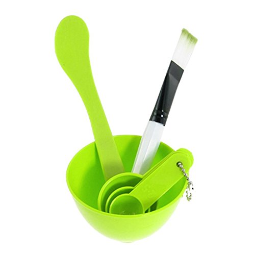 SupplyEU Green 4 in 1 Facial Skin Care DIY Homemade Mask Bowl Spoons Brush Tools Set