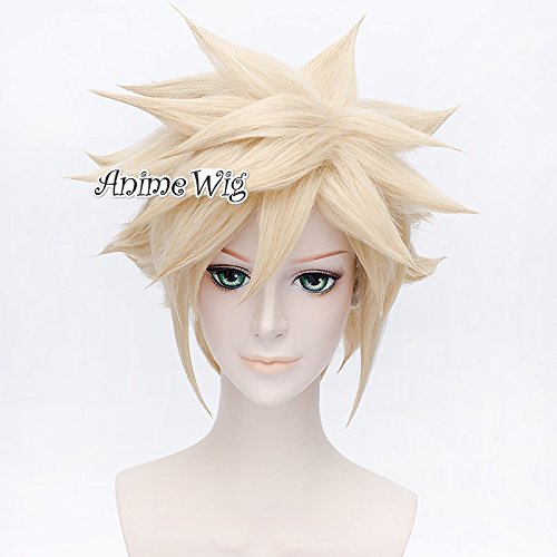 Final Fantasy Cloud Strife Light Blonde Short 30CM Layered Anime Cosplay Wig+ Wig Cap