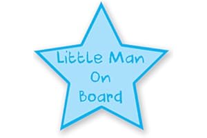 LANDING DESIGNS Little Man on Board Blue Star Child Safety Vinyl Car Sticker 147mm by 140mm