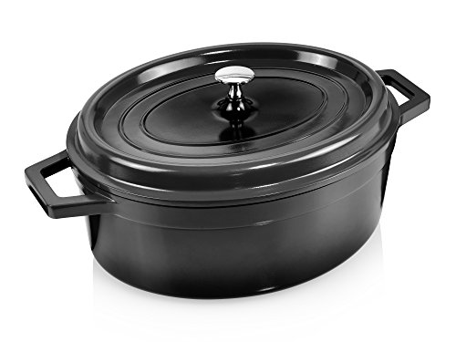 Bluespoon Bräter aus Aluguss mit Deckel Schwarz |Induktion | Füllmenge ca. 6 L