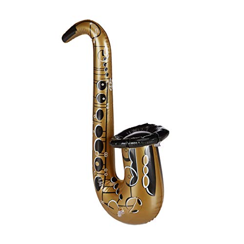 Preisvergleich Produktbild Relaxdays Aufblasbares Saxophon, Luftinstrument, lustiges Kostümzubehör, Spielzeuginstrument, Deko, 52 cm, PVC, gold