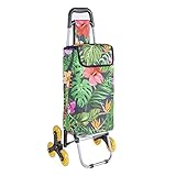 Chariot de Course, Poussette de marché Isotherme 6 Roues Tropical avec Poche de Rangement 43L