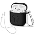 Produktbild AirPods Silikonhülle + Airpods Gurt,LIKDAY Airpod Hangbox mit rutschfester Hülle und Skin Zubehör für Apple Wireless AirPods Ladekoffer … (Schwarz)