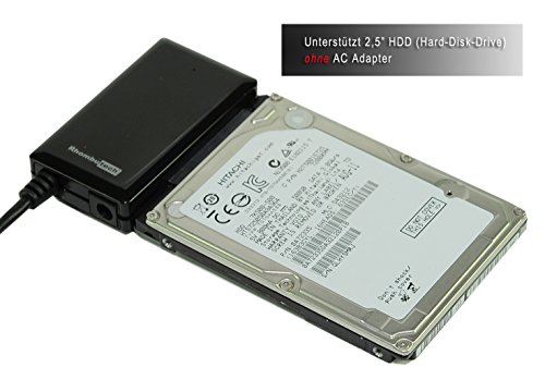 RHOMBUTECH® – AKTIV USB 3.0 zu SATA Adapter – Konverter für 2.5/3.5/5,25 Zoll SATA HDD/SSD/DVD-Laufwerke – USB 3.0 – SATA 3 – mit 12V 2A Netzteil für 3,5/5,25 Zoll HDD/DVD Laufwerke - 4