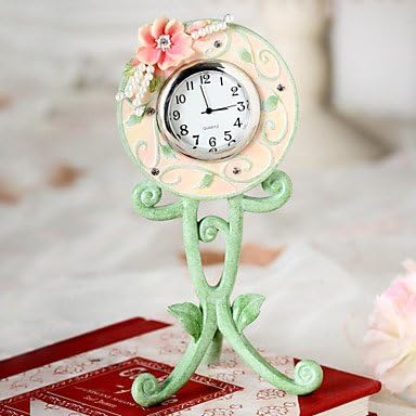 6"H Country Style Beautiful Polyresin Tabletop Clock