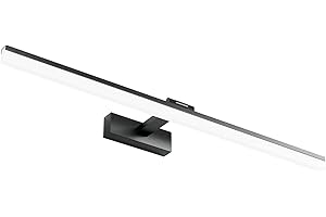 Klighten Lámpara LED de Espejo 24W 1170LM Lámpara de espejo Aplique Blanco Frio 6000K Luz natural para Espejo Muebles de Maquillaje Aparato Montado en la Pared, Negro, 80CM