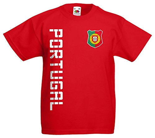 Portugal EM 2016 Kinder T-Shirt Trikot Name Nummer (Rot, 128)