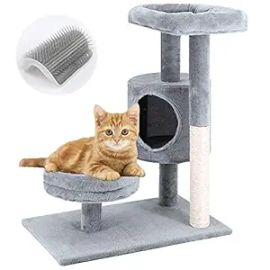 ScratchMe FluffyDream Cat Tree , Multi-Level Cat Tower House Condo with Scratching Posts & Hammock for Medium & Small Cats