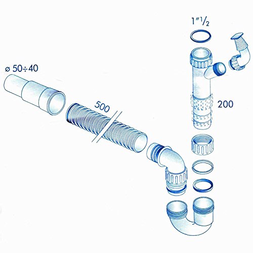 1,5″ Spülen Sifon Syphon Ablaufgarnitur Spüle Küche Ablauf Abflußrohr - 4