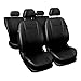 Produktbild gsmarkt | Universal Schwarz Kunstleder Sitzbezüge Komplettset Sitzbezug für Auto Sitzschoner Set Schonbezüge Autositz Autositzbezüge Sitzauflagen Sitzschutz Comfort