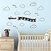Produktbild jecswolz Flugzeug Flagge Personalisierte Name Wandaufkleber Wolken Customied Name Vinyl Baby Wandtattoo Jungen Schlafzimmer Wohnkultur Wandbild