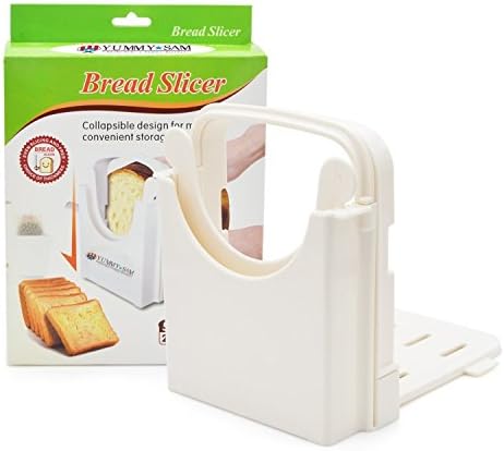 Yummy Sam DGC5051 Cutting Guide Bread Bagel Loaf Slicer Cutter Mold Sandwich Maker Toast Slicing Machine Folding and Adj, Plastic, Toast Slicer-White