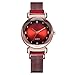 Frauenuhr Schlankes Minimalistisches Zifferblatt Aus Quarz Mit Magnetischer Schnalle Damen Uhren Mode Einfache Diamant Dial Uhr Damenuhr FriendGG (Rot) by 