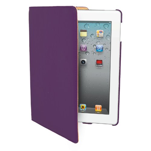 MadCase Apple iPad 4 (mit retina display) Stilisch Muster PU Leder Rotierend Smart Ständer Schutzhülle – kompatible mit iPad 2 und iPad 3 einschließlich Displayschutzfolie & Eingabestift – Glatt Schlicht – Lila - 7