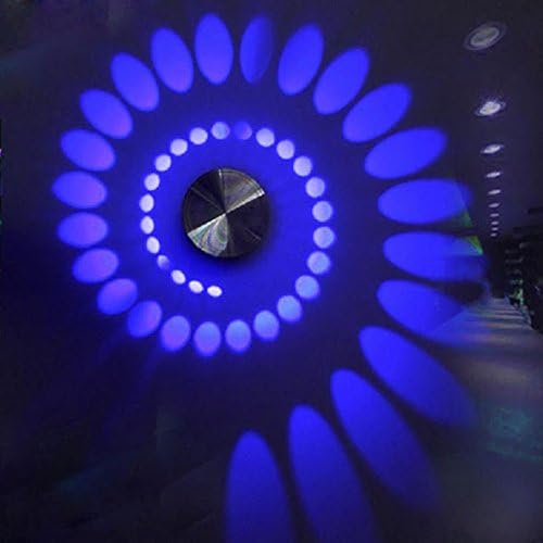 Fitzladd 3W Spiral LED Wall Sconce Ceiling Light Bedroom Vestibule Foyer Cafe LED Lamp(Blue)