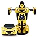 Produktbild JSFQ Krieger-Legierungs-Auto-Taschen-Roboter-Deformations-Spielzeugauto mit Ton und Licht-Funktions-Gelb-Blau (Color : Yellow)