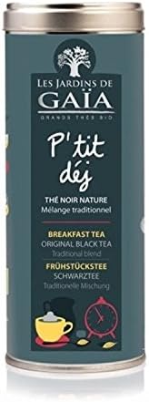 English Breakfast Loose Leaf Tea,  Fairtrade Organic, Les Jardins de Gaia, 100 Grams Net Weight, Caddy Tin