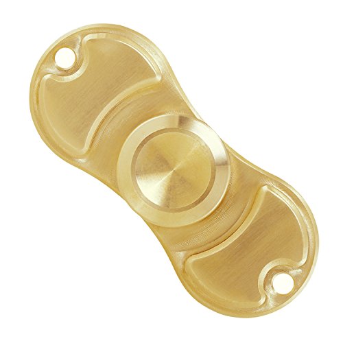 Amrzzi Hand Spinner Fidget Toy- Funny Stress Relief Toy For Kids & Adults  Top Speed Spin 2-6 Fiddle Sensory Toy - Durable 100% brass & Ceramic Bearing Finger ADHD Fidget Desk Toy To Help Focus (Brass)
