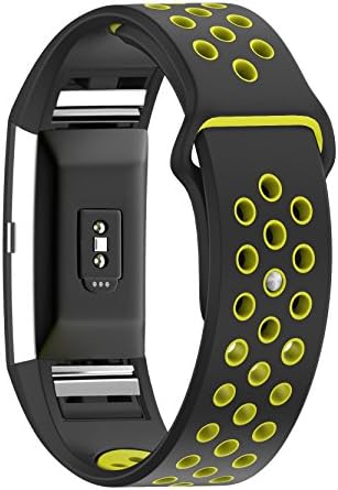 Watchband, Electric Accessory Fitness Activity Tracker Accessory Silicone Watch Band Bracelet Strap for Fitbit Charge 2 (Yellow &amp; Black)