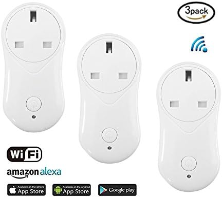 Wifi Smart Plug,Mini Outlet Works with Amazon Alexa and Google Assistant,with USB Port, Remote Control Switch, Timing Function, No Hub Required,3 pack(UK Plug)