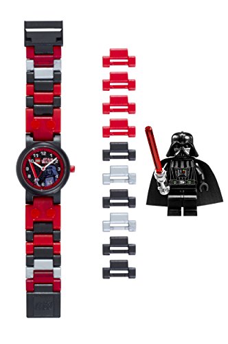 LEGO-Star-Wars-Darth-Vader-Kinder-Armbanduhr-mit-Minifigur-und-Gliederarmband-zum-Zusammenbauen-schwarzrot-Kunststoff-Gehusedurchmesser-28-mm-analoge-Quarzuhr-Junge-Mdchen-offiziell