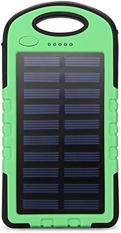 CYSPSZ Solar Charger Rain-resistant Dirt/Shockproof, Solar External Battery Pack, Dual USB Port 10000mAh Portable Solar Power Bank With LED Lights. (green)