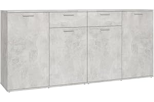 vidaXL Aparador Entrada Acento Pasillo Vestíbulo Recibidor Auxiliar Decoración Hogar Casa Escritorio Mueble de Contrachapada Gris Hormigón 160x36x75cm