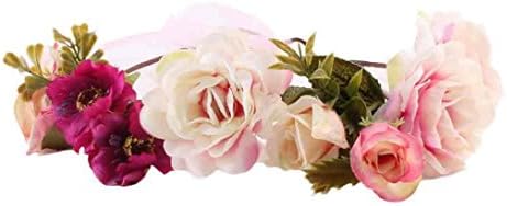 Women Ladies Headdress, LILICAT Handmade Flower Hairband Crown Wedding Wreath Bridal Headdress Elegant for Beach Wedding (Red)