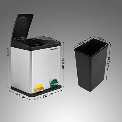 Songmics Mülleimer Abfallbehälter für Küche 30 L Treteimer Edelstahl mit Pedal LTB30L - 4