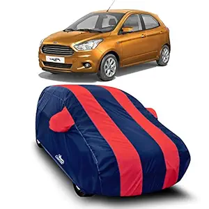 Drench Water Resistant - dust Proof - car Body Cover for Compatible with Ford Figo car Cover - Water Resistant UV Proof - car Body Cover (Red with Mirror)