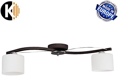 Kwazar Colin Ceiling Light 2 Bulb, E27, Dark Brown, Diameter Approx. 54 cm, Steel – Glass