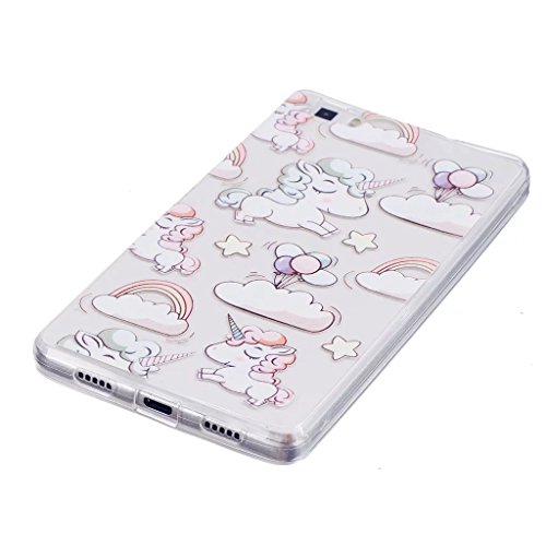 MUTOUREN Huawei P8 Lite TPU Hülle Schutzhülle Crystal Case Durchsichtig Klar Silikon Transparent Ultradünne Weich Gel Hinten Rückdeckel Kratzfeste Federung Etui Bumper-Einhorn und Ballon - 2