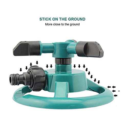 Garten Sprinkler, Swify Rasensprenger Sprinkler Kreisregner Automatik mit 3 Armen und 12 Sprühdüsen 360° Rotation Wasser Sprinkler für Bewässerungsanlagen, Blumen und Gärten - 3
